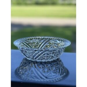 Vintage Clear Glass Federal Glass Diamond and Flower Pattern Serving Bowl Salad